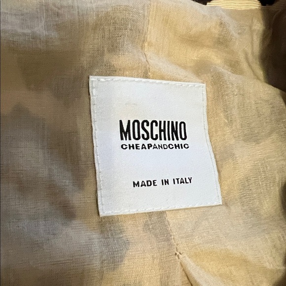 Moschino Cheap & Chic Leopard Print Blazer Jacket Red Trim Applique Size 14 - Picture 12 of 16